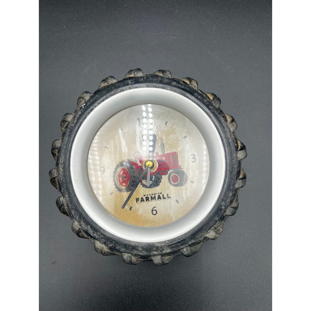 McCormick Farmall Tractor Tire Wall Clock International Harvester Quartz Black